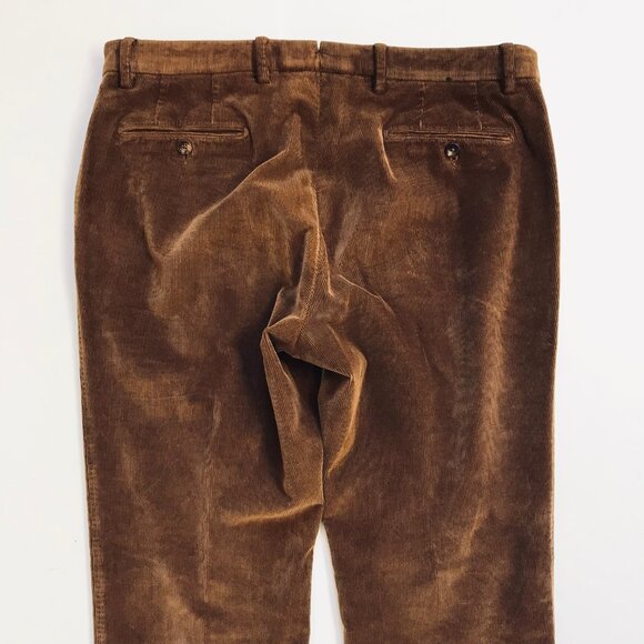 Pescarolo Corduroy Pants Slacks Mens 50 34 US Brown Cotton Straight Flat Front - Picture 9 of 10